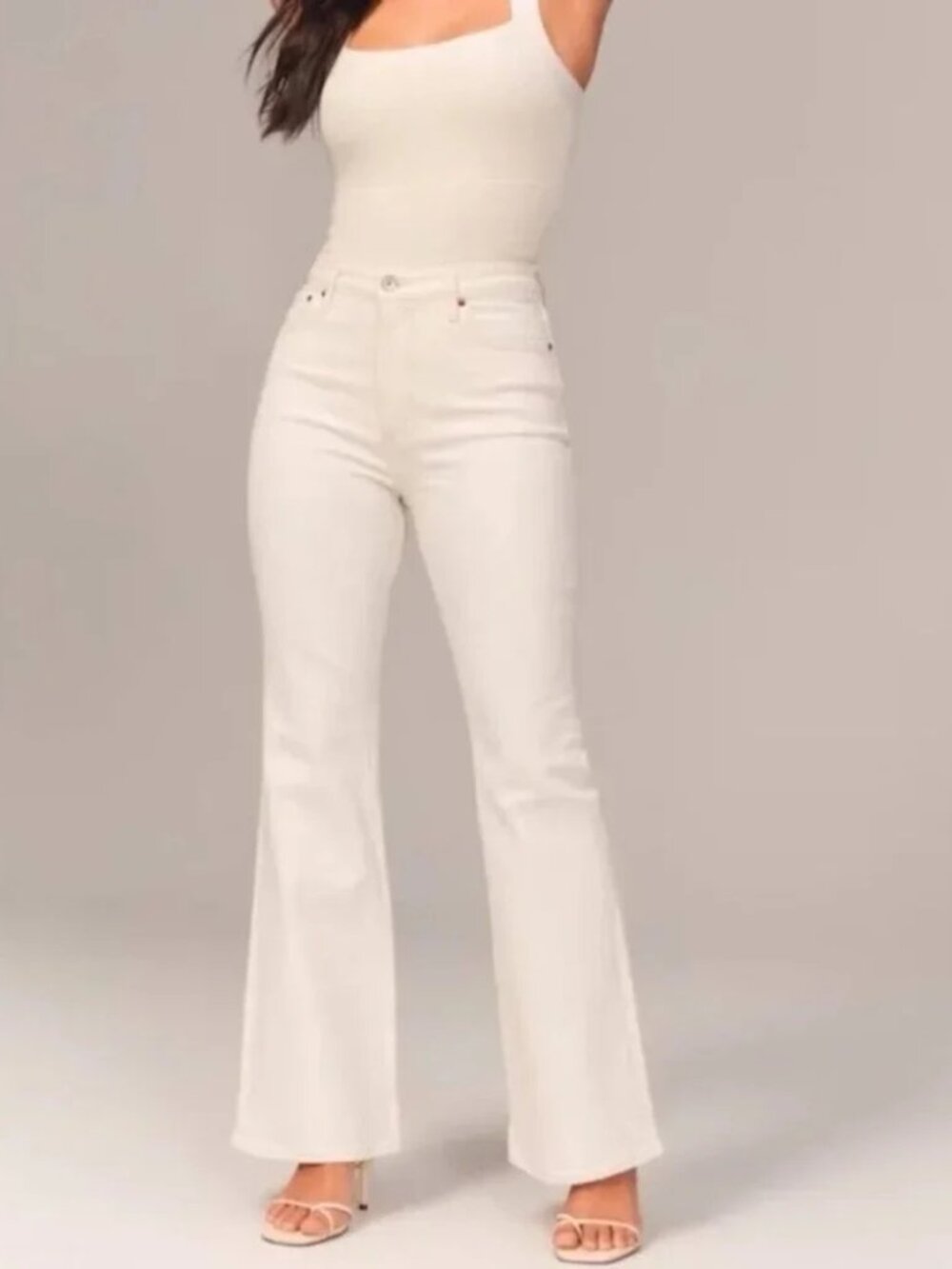 Abercrombie & Fitch The Vintage Flare Jeans Ecru Off White High Rise 28 6S